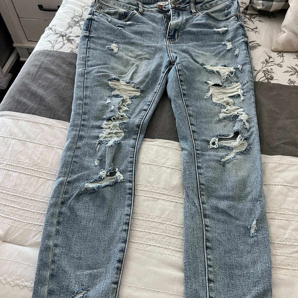 Judy Blue high rise distressed denim.